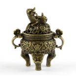 A Chinese miniature bronze censer, H. 6.5cm.