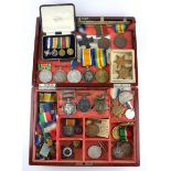 An extensive collection of military medals.