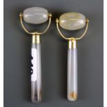 Two polished agate face massagers, L. 11cm.