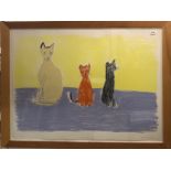 A Martin Malonay (YBA Group) large pencil signed limited edition 107/110 lithograph of three cats,