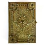 A 19th Century Gothic style brass book box, size 13 x 20 x 6cm.
