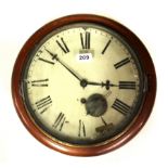 A Victorian mahogany wall clock, Dia. 38cm.