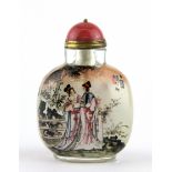 A fine quality signed inside painted Chinese snuff bottle, H. 9cm.