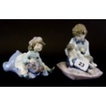 Two Lladro porcelain figures of children, tallest H. 14cm.