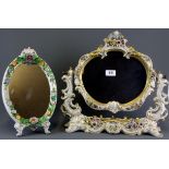 Two porcelain dressing table mirrors, tallest H. 37cm.
