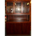 A mahogany and leaded glass cabinet, size 94 x 100cm.