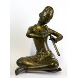 A 19th/ early 20th Century Oriental bronze figure of a musician, H. 31cm.