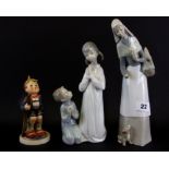 A Lladro porcelain figure of a girl with a puppy, together with a Lladro porcelain figure of a