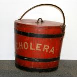 A 19th Century wooden cholera bucket, H. 32cm Dia. 36cm.