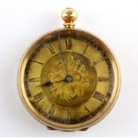 A 14ct yellow gold (stamped 14k) open face pocket watch.