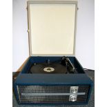A vintage portable record player.