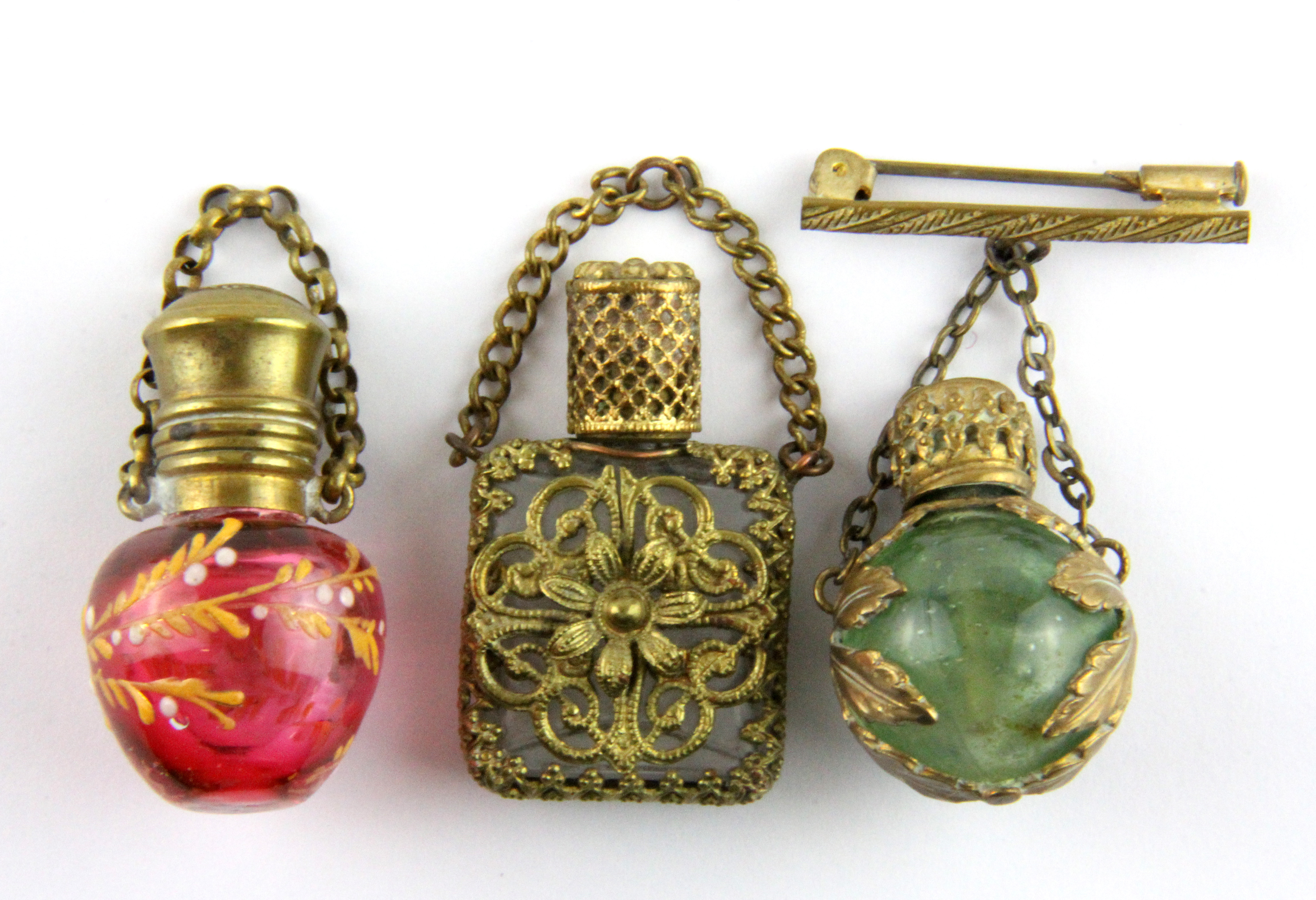 Three 19th Century French miniature perfume bottles.