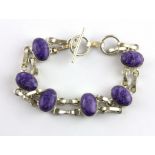 A 925 silver stone set bracelet, L. 20cm.