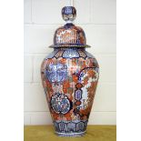 A superb large 19th Century Japanese Imari jar and lid, H. 82cm. (A/F to the lid)