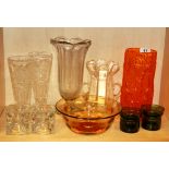 A group of good mixed glass items including Whitefriars.