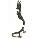 A bronze figure of a rearing dragon, H. 40cm.