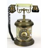 A vintage onyx and brass telephone, H. 32cm.