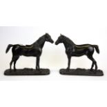 A pair of bronze figures of horses, H. 18cm.