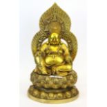 A gilt bronze figure of the seated happy Buddha, H. 30cm.