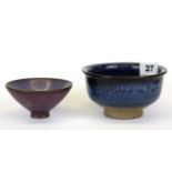 Two Chinese glazed porcelain bowls, largest Dia. 12cm H. 6.5cm.