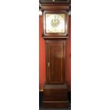 A late 18thC oak longcase clock, movement by Samuel Holbin with silvered and gilt brass dial, H.