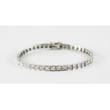 An 18ct white gold (stamped 18k) diamond set box bracelet, approx. 4.7ct overall.