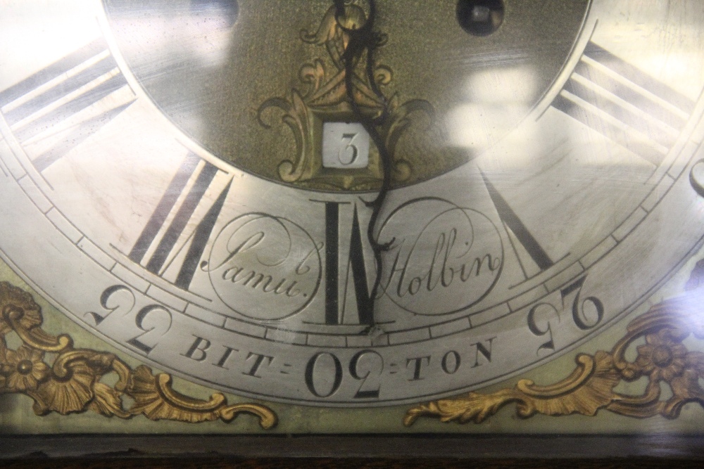 A late 18thC oak longcase clock, movement by Samuel Holbin with silvered and gilt brass dial, H. - Image 3 of 3