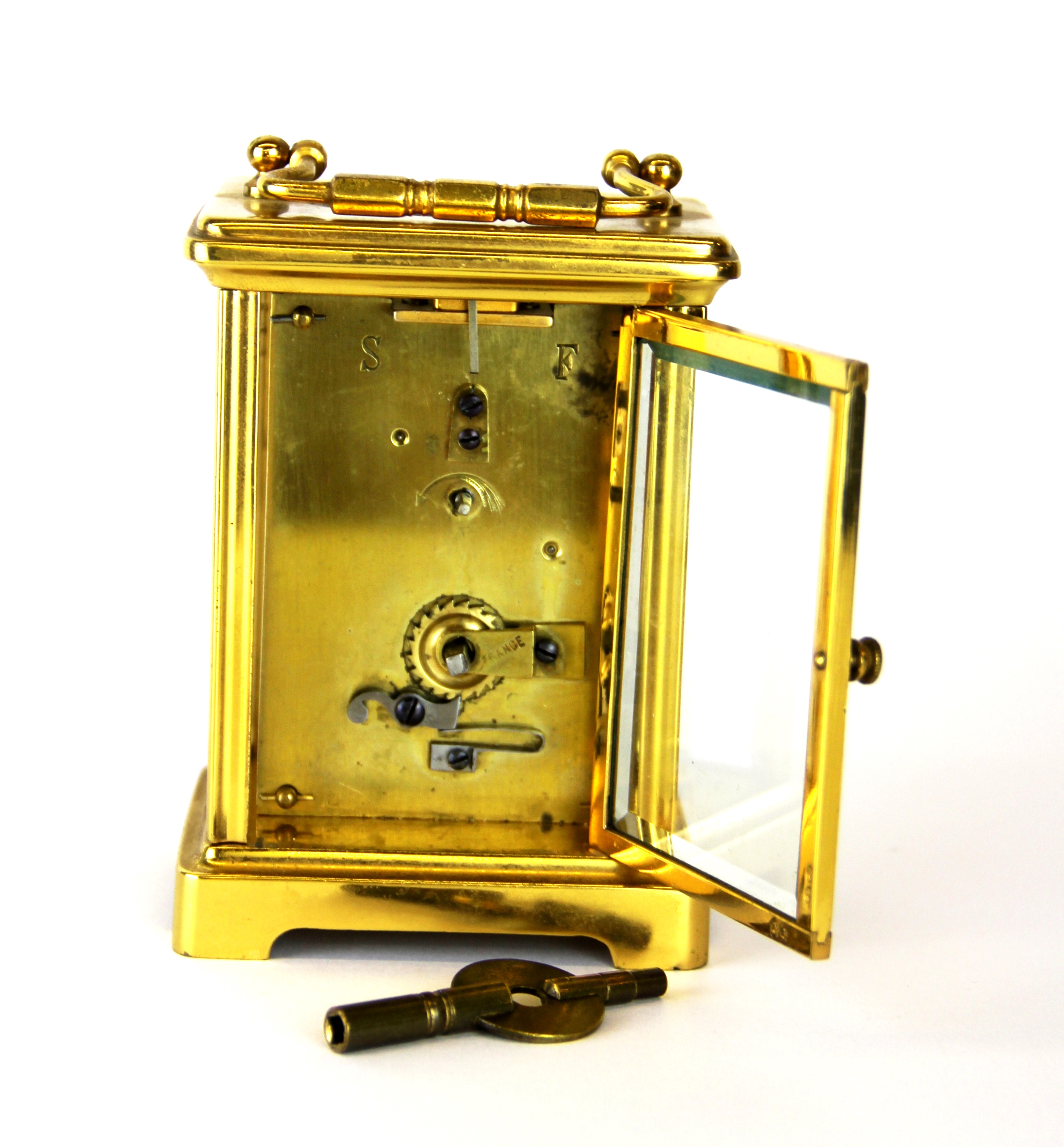 A gilt brass carriage clock, H. 15cm. - Image 3 of 3