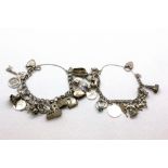 Two 925 silver and other charm bracelets.