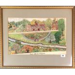 John Thomas Jackson (British 1883 - 1965). A gilt framed naive watercolour of a park scene,