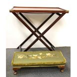 A butler's tray and footstool, 72 x 75 x 46cm.