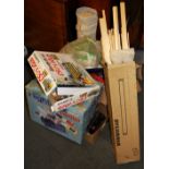 A quantity of model making related brushes and tools and three remote controls etc.