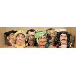Six large Royal Doulton character jugs; 'Mine Host', 'The Red Queen', 'Count Dracula' (c. 1997), '