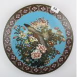 A Chinese cloisonné enamel decorated ornamental plate, Dia. 31cm.