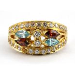 A 22ct yellow gold (stamped 22ct) stone set ring, (M).