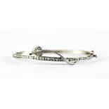 A 925 silver stone set bangle, L. 5.6cm.