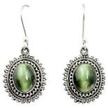 A pair of 925 silver cat's eye chrysoberyl set drop earrings, L. 3.5cm.