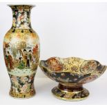 A 20th Century Japanese pottery vase and comport, size 40 x 15cm.