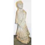 A concrete garden statue of a Samurai warrior, H. 70cm.