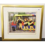 A Beryl Cook (English 1926 - 2008) gilt framed limited edition 118/650 offset lithograph entitled '