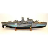 A plastic model of a World War Two gun boat, L. 88cm.