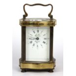 A French gilt brass carriage clock, H. 12cm.