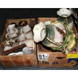 Two boxes of mixed china and other items.