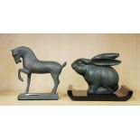 Two Contemporary Chinese bronze figures by Yao You-Xin, H. 14cm.