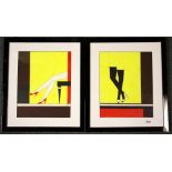 Two contemporary framed acrylic on canvas paintings signed H.T Shelton, frame 49 x 42cm.