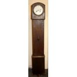 An oak cased grandmother clock, 126 x 22 x 13cm.