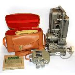 A vintage Spectre film projector together with a vintage filming camera case etc.