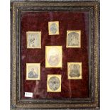 Seven gilt framed ambrotypes in a black and gilt frame, frame 52 x 44cm.