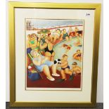 A Beryl Cook (English 1926 - 2008) gilt framed offset lithograph entitled 'Bathing Pool' hand signed