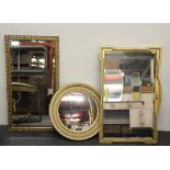 Three gilt framed mirrors, tallest H. 83cm.